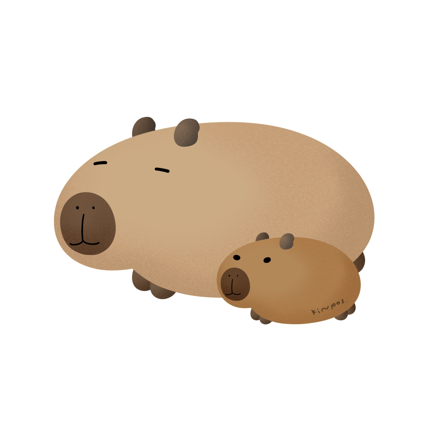 イラスト｜2024.3 カピバラの親子